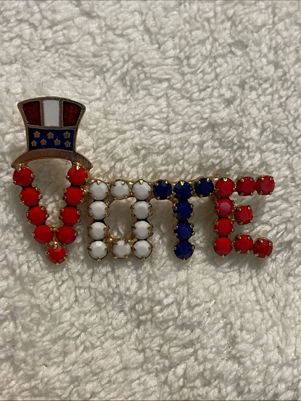 Vintage Patriotic VOTE Pin - Red White Blue